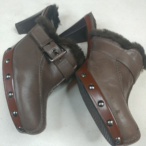 Stuart Weitzman Sz 6.5 Brown lthr Slide Sandals 2. - Picture 3 of 6